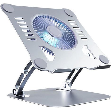 Support de tablette en aluminium pour ordinateur portable avec ventilateur de refroidissement (couleur : argent) (1/4)