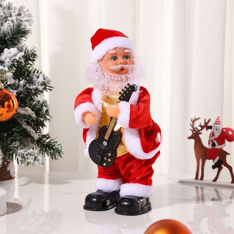 1 pcs Novelty Santa Claus with Music Electric Singing Dancing Santa Claus Figurine Funny Plush Creative Christmas Decoration Musical Father Christmas Ornament Xmas Electric Dolls for Table Fireplace D (1/4)