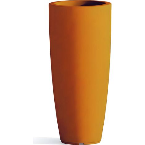 Runde und hohe Vase Cromia Stilo, einfarbig, für draußen und drinnen 'Made in Italy -Orange / Ø33 x H 70 cm