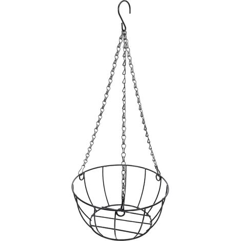 Panier suspendu Hemoton, design gain de place, fer noir, idéal pour balcon, plantes et fleurs (1/5)
