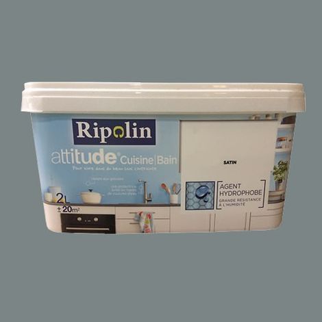 RIPOLIN Peinture acrylique Attitude Cuisine & Bain Gris zinc 2 L (1/2)