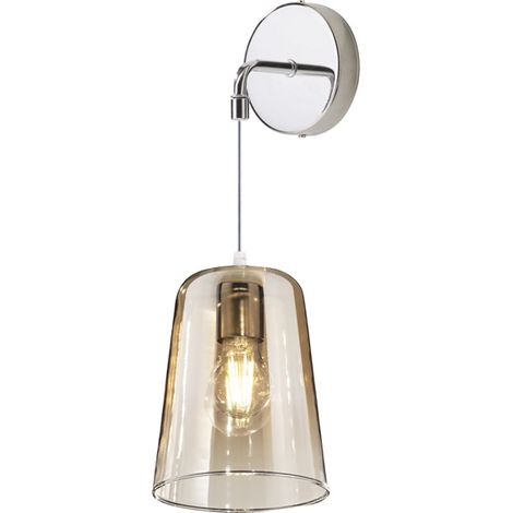 Applique Contemporanea Con Cavo Shaded Metallo Cromo Vetro Ambra 1 Luce E27 (1/3)