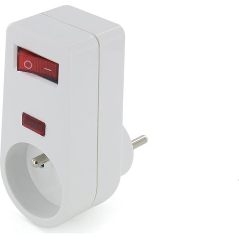 Prise parafoudre 1x16A 3500W 250V - Blanc - On/Off - Chacon (1/2)