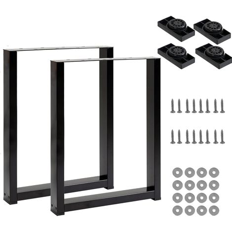 Lot de 2 pieds de table en métal pour banc, table industrielle, patins de table, pieds de table pour banc, tables à manger Noir 40x43cm