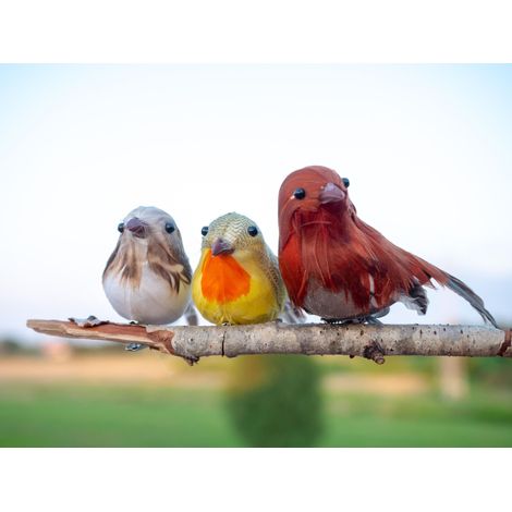 Deko-Vögel, 6 Stück, Mustermix  PTD-6104