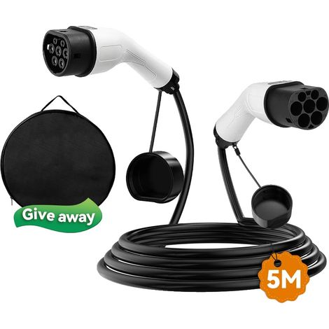 Cable de carga para vehículos eléctricos, 5 m de longitud, resistente a la intemperie, 11 kW, 16 A, trifásico. (1/2)