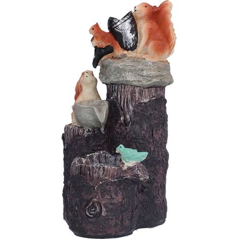Fontaine à Écureuil en Résine, Figurine Miniature pour Jardin, Pelouse et Décoration d'Intérieur
