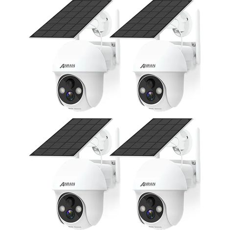 ANRAN 4 unidades Cámara de vigilancia exterior 2K HD 3MP Panel Solar exterior inalámbrica Detección PIR Compatible con Alexa y Google Home, Q01 (1/5)