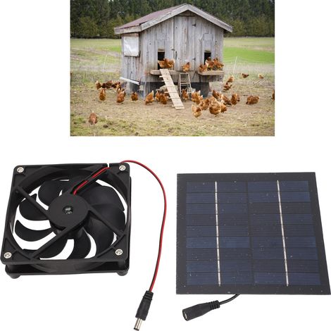 Ventilateur solaire portable 50 W pour chenils d'animaux - Ventilation et refroidissement extérieurs (1/5)