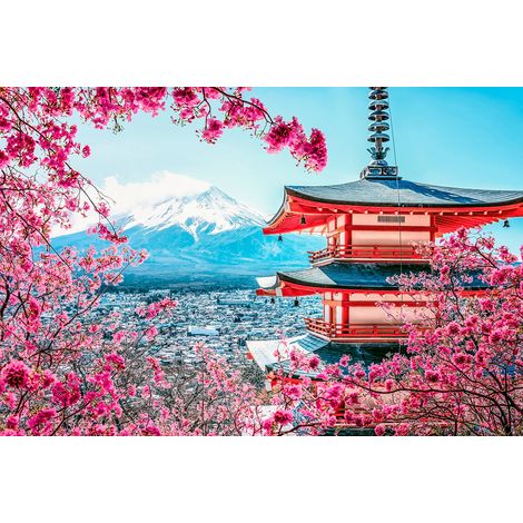 Papier peint panoramique - Temple Japonais Fuji - 130 cm x 87 cm (1/2)