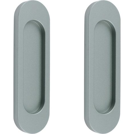 Poignée de porte coulissante ovale en alliage d'aluminium auto-adhésive sans perçage pour porte de grange fenêtre armoire gris mat 100 mm lot de 2 (1/5)