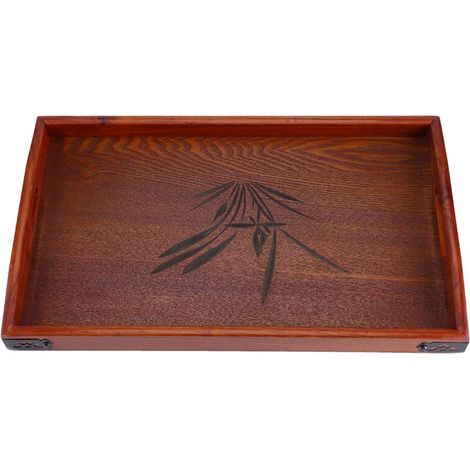 Wooden Tea Serving Tray for Breakfast with Handle, Rustic Serving Tray for Tea and Water Drinks, Desk Organizer, Kitchen Organizer