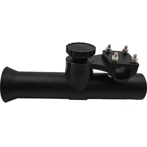 Universal nylon fishing rod holder for marine use with pipe clamp, fishing rod holder with short arm and railing attachment, marine and shipping accessories, fishing rod holder with short arm and pipe