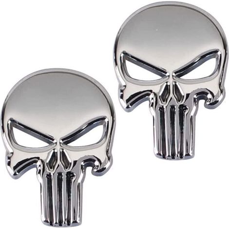 2 Stück 3D-Metallaufkleber mit Punisher-Motiv, Punisher-Schädel-Motorradaufkleber, Punisher-Schädel-Autoaufkleber, Motorrad- und Fahrzeugdekoration