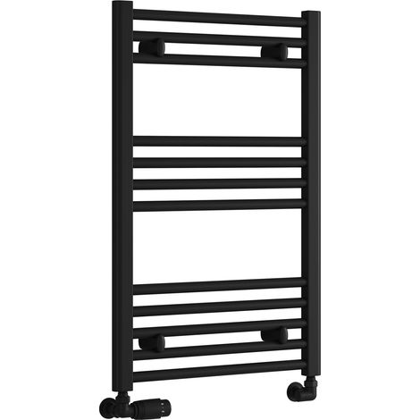 Reina Capo Straight Heated Towel Rail 800mm H x 500mm W - Black (1/5)