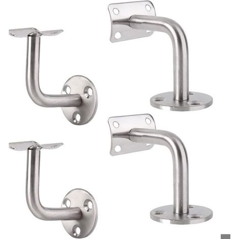4PCS Inoxydable Supports, Support Mural en Acier Inoxydable,Support Mural Fixation Tringle,Balustrade Murale Support de Tube 90° (1/4)