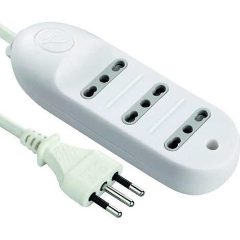 Electraline bivalente steckdosenleiste mit 1,5 meter kabel 3 steckdosen weiß - 62007
