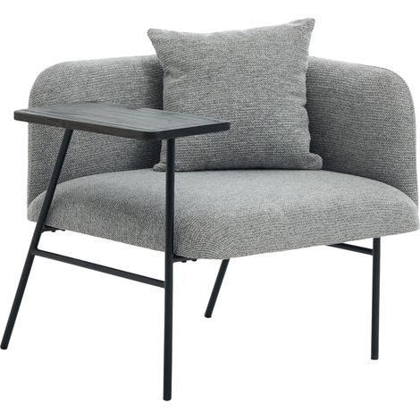 Fauteuil individuel moderne avec revêtement en tissu et deux rangements latéraux, équipé d'une table d'appoint pratique (1/5)