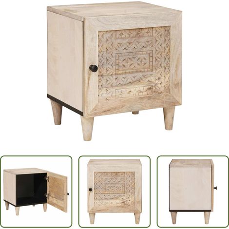 Akazienholz -  Nachttisch Beige 40 x 33 x 46 cm Massivholz Akazie (1/5)