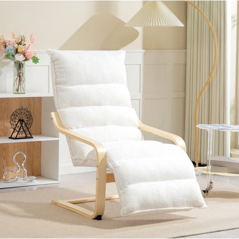 fauteuil salon relax 67cm 93cm sherpa polyester blanc OKMYHOME (1/5)