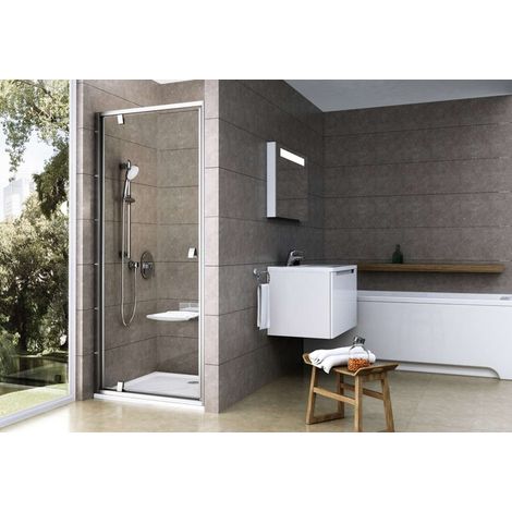 Ravak Pivot - Anta doccia 76-81 cm, satin/vetro trasparente 03G40U00Z1