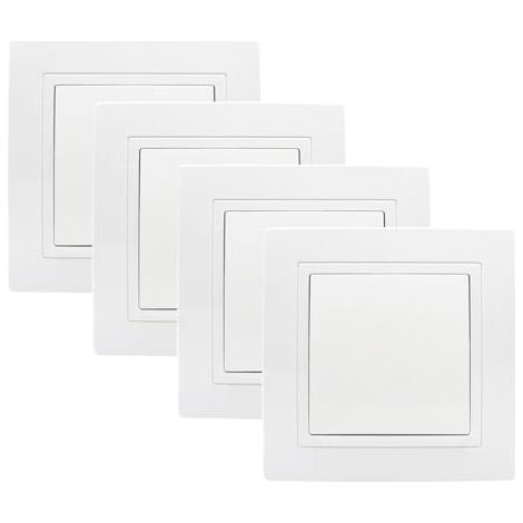 Lot de 4 interrupteurs marche/arrêt encastrés, blancs, à bouton-poussoir, tout-en-un, 250 V 10 A, bornier encastré, standard universel (1/5)