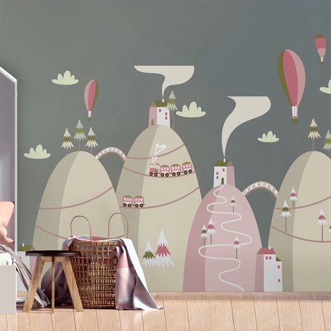 Stickers montagnes scandinaves montgolfières fantastiques 40 x 60 cm (1/5)