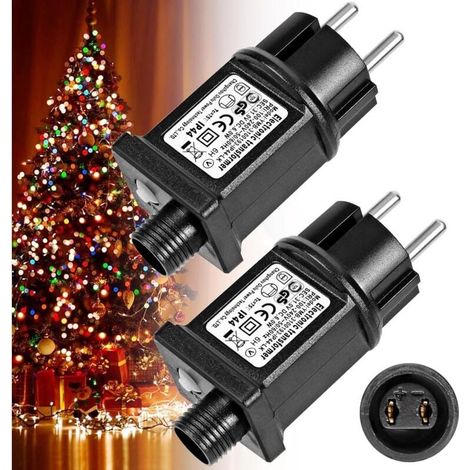 Adaptateur basse tension 24V pour guirlandes lumineuses – Transformateur étanche IP44 – Sortie DC 31V 3,6W – 9 modes d\'éclairage (1/5)