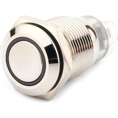 Interrupteur à bouton poussoir auto 16mm 1NO 1NC connexion 12V métal LED verrouillage (1/5)