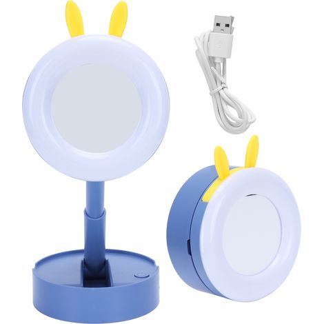 Tragbarer LED-Schminkspiegel für Kinder – Cartoon-Stil, Blau, Schminktischlampe (1/5)
