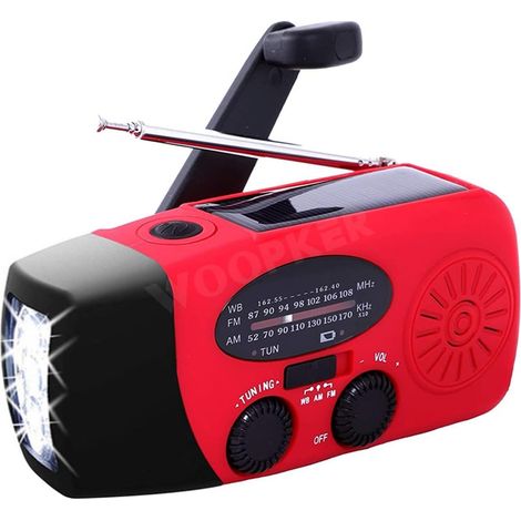 Générateur à manivelle, Radio Multifonction manivelle Solaire USB (1/5)