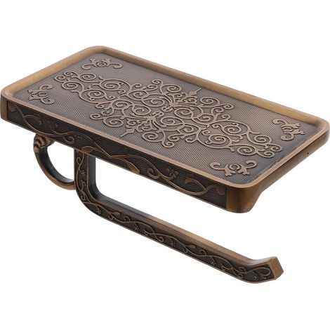 Porte-papier toilette mural vintage avec étagère, aluminium doré, 183 cm, porte-rouleau de papier (1/5)