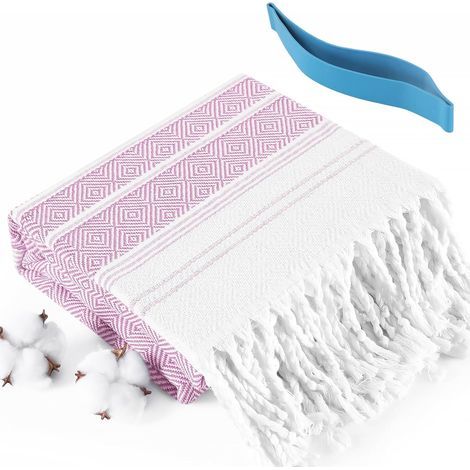 Serviettes de plage turques extra-larges en coton (188 x 97 cm), fines, à séchage rapide et anti-sable, idéales pour la piscine et la plage. Couverture extra-large, indispensable pour les voyages et l (1/5)