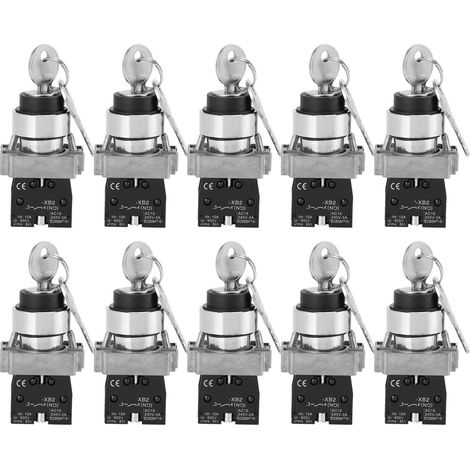 10 jeux d'interrupteurs à clé BERM à verrouillage automatique normalement ouverts, fournitures matérielles BEM-XB2-10Y/21 240 V (1/5)