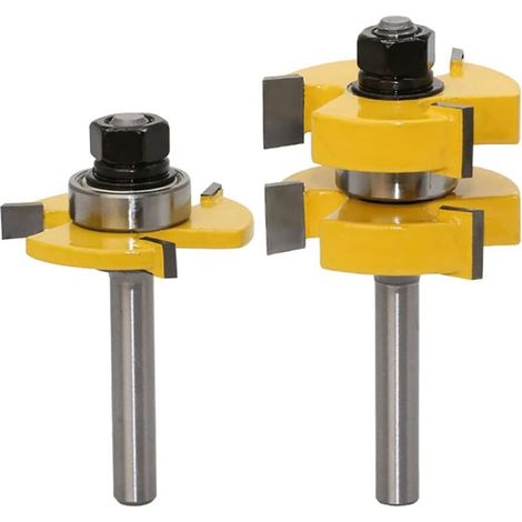 Set di 2 frese per scanalatura a maschio e femmina, gambo da 8 mm, fresa per scanalatura a maschio e femmina, fresa per legno