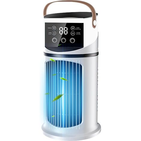 Climatiseur portable, 4 en 1 Mini Rafraîchisseur d’Air Silencieux avec 9 Vitesses, 3 Modes Brume, LED 7 Couleurs, Minuterie, Climatiseur Portable Silencieux pour Chambre Bureau (1/5)