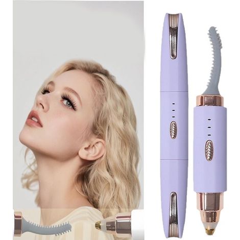 Recourbe-cils et tondeuse à sourcils électrique 2 en 1 - Violet - Rechargeable par USB - Chauffage rapide en 6 secondes - Conception anti-brûlure (1/5)