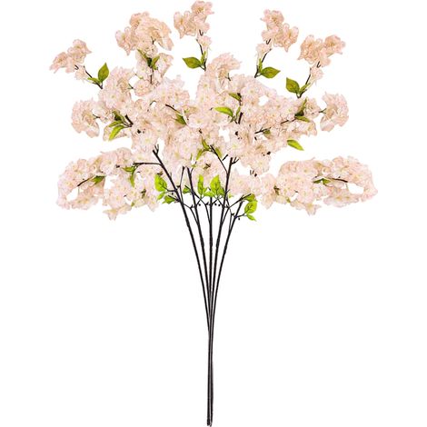 Fleur artificielle - Branches de cerisier champagne, 5 stems (4-fork et 3-fork) pour décoration (1/5)