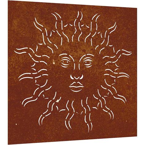Décoration murale jardin 55x55 cm acier corten design du soleil (1/4)