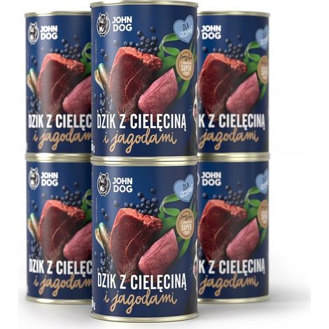 John Dog Puppy Wildschweinkalbfleisch mit Beeren, 6 x 400 g