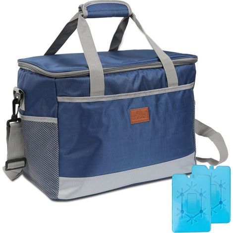 Sac Isotherme Repas Pliable Glacière Souple Grande Capacité Imperméable pour Bureau Ecole Pique Nique Plage Voyage 25L Bleu (1/5)