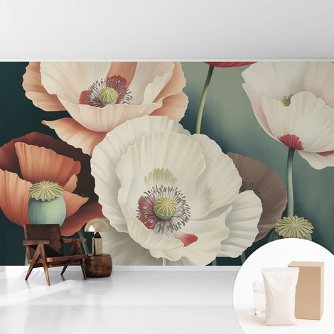 Tapete Vliestapete mit Kleber - trendige Wanddeko - elegant Fototapete für Wohnzimmer - Schlafzimmer Blumige Schönheit 416x254 cm (1/5)