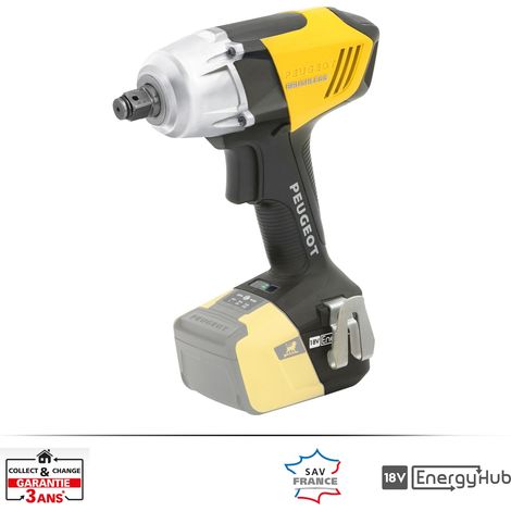 Peugeot – Clé à choc sans fil 18V – Moteur Brushless – Couple max 300 Nm – Vitesse 0-2200 tr/min – Pour boulons et vis dans béton armé (1/3)
