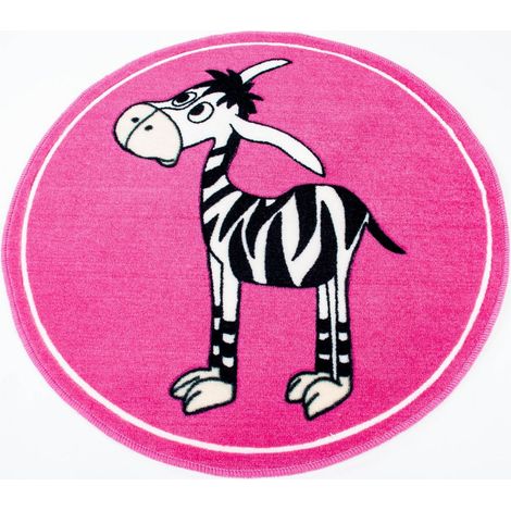 Kinderteppich Ø 70cm Spielteppich Kinderzimmer Schaf Frosch Zebra Eisbär Deko  - Zebra