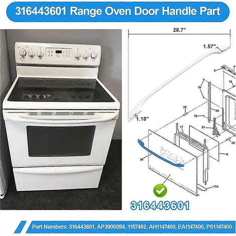 Poignée de porte de four de remplacement compatible avec le modèle 316443601  poignée de porte de four avec vis. (1/5)