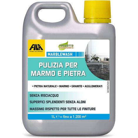 FILA Surface Care Solutions MARBLEWASH Detergente per Marmo e Pietra Naturale, Incolore, 1 Litro