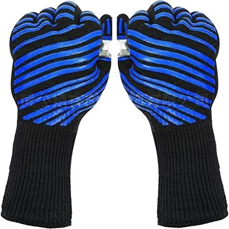 Gants de four à micro-ondes résistants à la chaleur, en silicone ignifugé haute température (bicolore noir et rouge), résistants à la chaleur et ignifuges. (1/5)