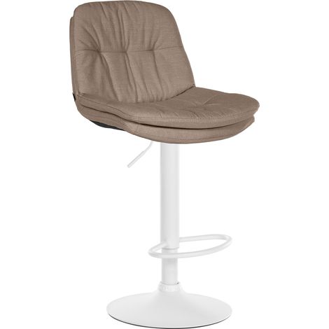 Sgabello da bar in tessuto Laurel Tortora Metallo bianco opaco