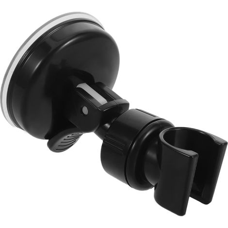 Support de douche Baluue à ventouse noire, support de douchette réglable pour salle de bain, sans perçage (1/5)