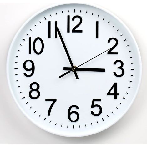 Horloge murale moderne silencieuse sans tic-tac - Fonctionne avec piles - Pour bureau, maison, salle de bain, cuisine, chambre, école, salon - Blanc - 30,5 cm